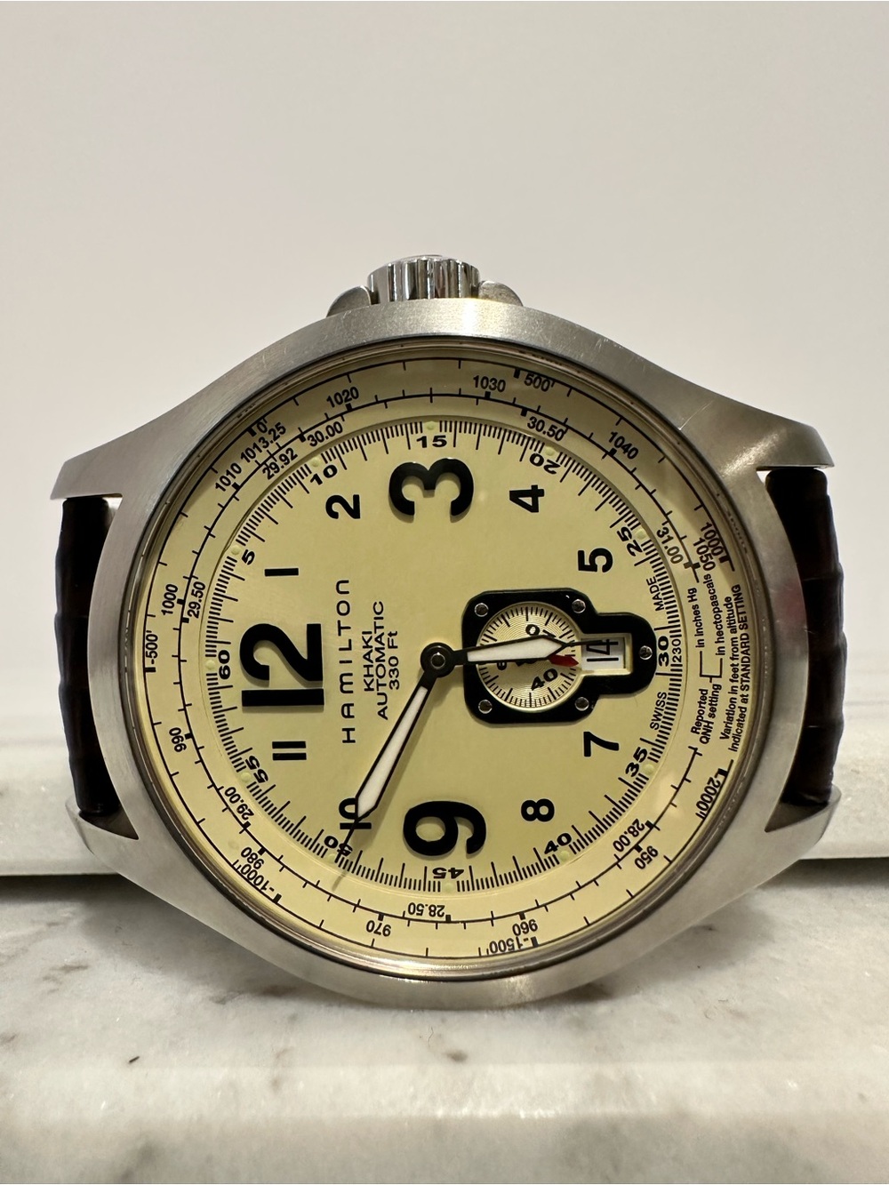 Hamilton Cream Dial Pilot Watch with Brown Leather Strap